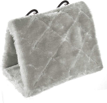 Winter Warm Bird Nest House Shed Hut Hanging Hammock Finch Cage Plush Fluffy Birds Hut Hideaway for Hamster Parrot Macaw Budgies Eclectus Parakeet Cockatiels Cockatoo Lovebird (S, Grey)