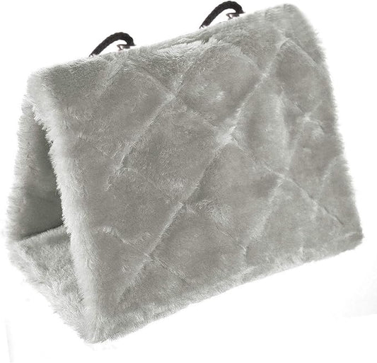 Winter Warm Bird Nest House Shed Hut Hanging Hammock Finch Cage Plush Fluffy Birds Hut Hideaway for Hamster Parrot Macaw Budgies Eclectus Parakeet Cockatiels Cockatoo Lovebird (L, Grey)