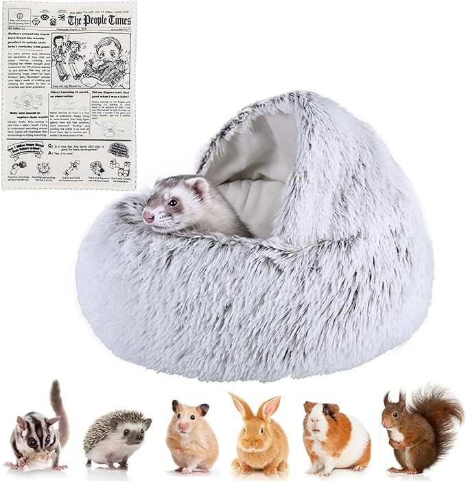 Ferret Bed Cave and Hideouts | Hammock for Cage | Hideaway Bed Accessories | Small Pet Cushion Long Plush Soft Washable for Ferret & Small Animals