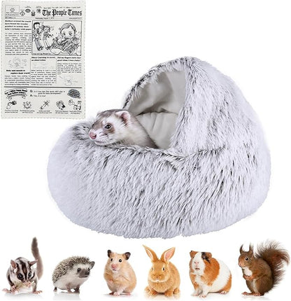 Ferret Bed Cave and Hideouts | Hammock for Cage | Hideaway Bed Accessories | Small Pet Cushion Long Plush Soft Washable for Ferret & Small Animals