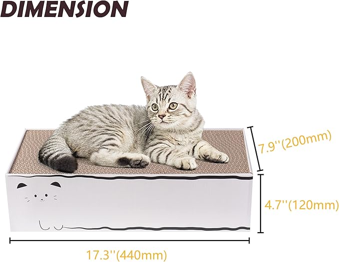 Cat Scratcher, 17.3"L x 7.9"W x 4.7"H, Reversible Design for Double Service Life