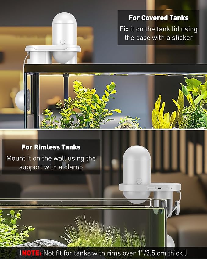 Pawfly WiFi Automatic Fish Feeder for Aquariums, Smart Auto Fish Food Dispenser with App Control 2.5 K HD Camera & Timer, 230 mL Vacation Feeder for Powder Pellets & Small Pillars, USB Powered