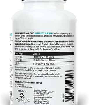 Nutri-Vet Aspirin for Dogs, Puppy Essentials, Dog Aspirin for Large Dogs, Joint Support for Seniors, Arthritis Pain Relief, 300mg per Tablet, 75 count