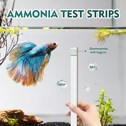Ammonia Test Strips for Fish Tank, Ammonia Aquarium Test Strips for Saltwater & Freshwater Aquariums & Ponds, 50 Count Aquarium Water Test Kit