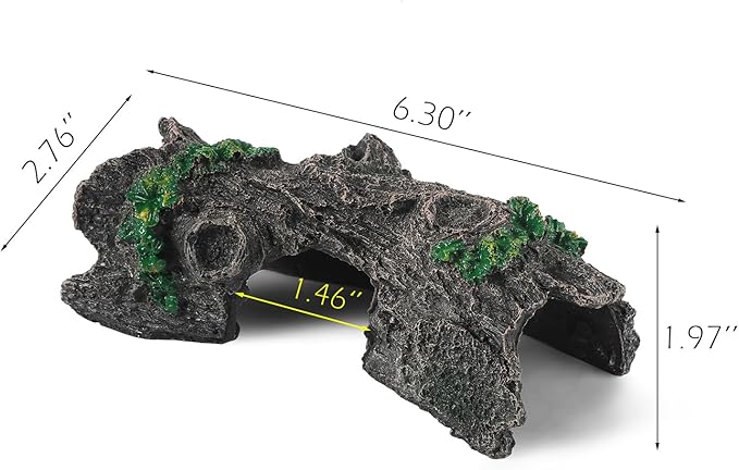 IBWell Aquarium Wood Fish Tank Decorations，Resin Fake Logs Terrarium DÉCor, Reptile Hide Aquarium Hideout for Fish Cave, Small Turtles, to 20 Gallon Tank