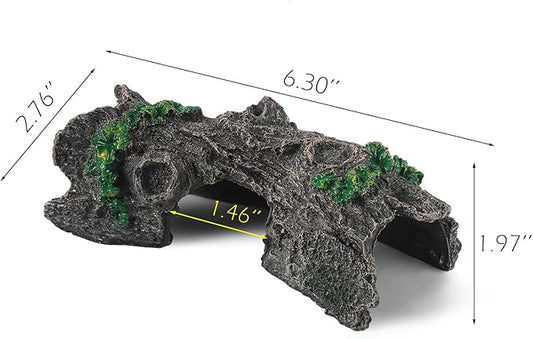 IBWell Aquarium Wood Fish Tank Decorations，Resin Fake Logs Terrarium DÉCor, Reptile Hide Aquarium Hideout for Fish Cave, Small Turtles, to 20 Gallon Tank