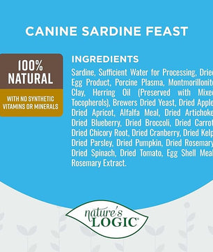 Nature's Logic Grain-Free Canned Dog Food - 90% Animal Proteins - 100% Natural Wet Dog Food Cans - No Common Allergens - All Life Stages - Ideal for Sensitive Dogs - Sardine, 12/13.2oz