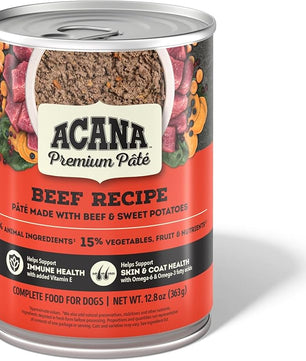 ACANA Premium Pate in Bone Broth Grain-Free Wet Dog Food Beef Recipe 12.8oz Cans (12 Count)