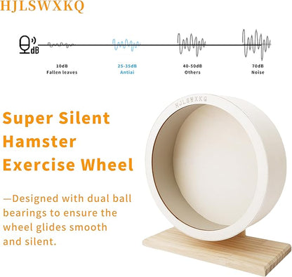 Hamster Silent Exercise Wheel – Wooden Hamster Wheel with Removable Washable Track, Quiet Wheel for Gerbils, Mice, Small Pets – Prevents Boredom Depression(S)