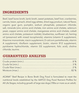 ACANA Premium Chunks in Bone Broth Grain-free Wet Dog Food Beef Recipe 12.8oz Cans (12 Count)