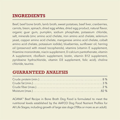 ACANA Premium Chunks in Bone Broth Grain-free Wet Dog Food Beef Recipe 12.8oz Cans (12 Count)