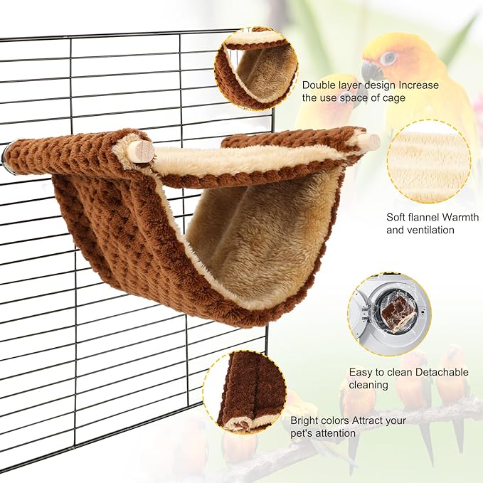 BWOGUE Winter Warm Bird Nest Bed Hanging Hammock Snuggle Hut Parrot House Tent Toy Bird Cage Perch for Parakeet Budgies Cockatiels Lovebird Cockatoo Finch Hamster Chinchilla Guinea Pig