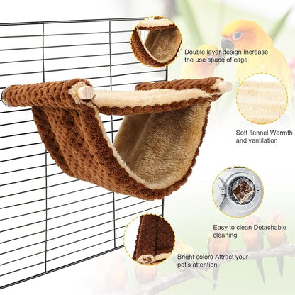 BWOGUE Winter Warm Bird Nest Bed Hanging Hammock Snuggle Hut Parrot House Tent Toy Bird Cage Perch for Parakeet Budgies Cockatiels Lovebird Cockatoo Finch Hamster Chinchilla Guinea Pig
