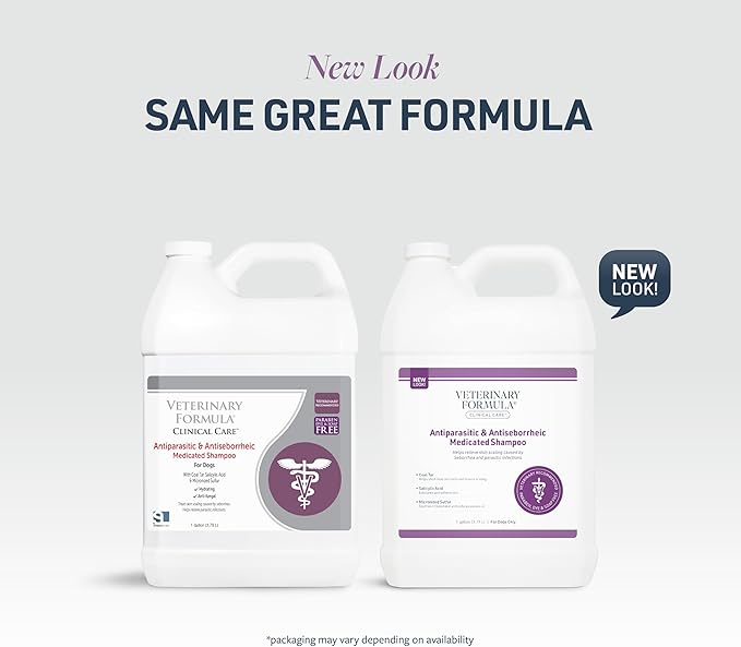 Veterinary Formula Clinical Care Antiparasitic & Antiseborrheic Medicated Dog Shampoo, 128oz – Help Alleviate Your Dog's Flaky Skin and Coat – Paraben, Dye, Soap Free