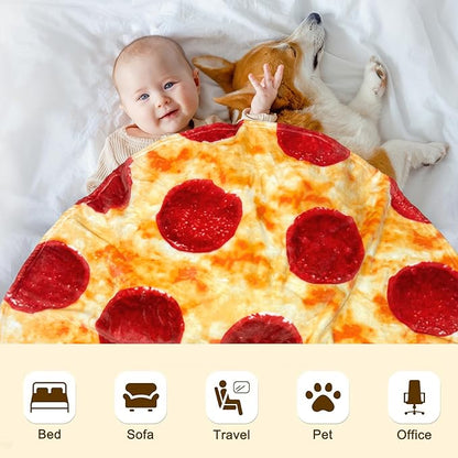 mermaker Pepperoni Pizzas Blanket Swaddle for Baby Toddler Newborn, 285 GSM Soft Flannel Pizzas Toddler Swaddle Wrap Blanket Funny Gifts for Baby Shower Boys Girls, 36 inch