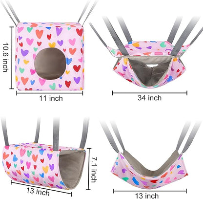 Glittme Ferret Hammock 4 Pack Ferret Cage Accessories Washable Rat Hammock Soft Guinea Pig Hammock for Ferrets, Rat, Sugar Glider, Squirrel