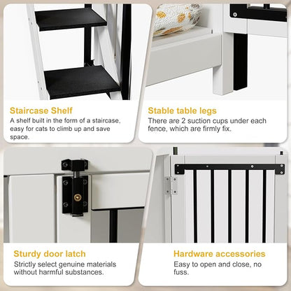 PAKASEPT Dog Crate Furniture, Pet Bunk Bed with Stairs and Storage, Dogs/Cats Window Perch, with Multi-Purpose Blanket and Fluffy Dog Bed for Small Medium Size (55.1L x 28.5" W x 37.4" H)