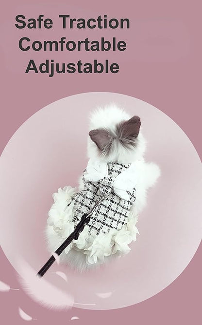 Bunny Rabbit Ferret Harness and Leash Set, Bunny Clothes for Rabbits, Small Animal Guinea Pig Dress Clothes for Kitten Ferret Chihuahua Puppy Mini Dog and Small Animals Harnesses (M, Flower)