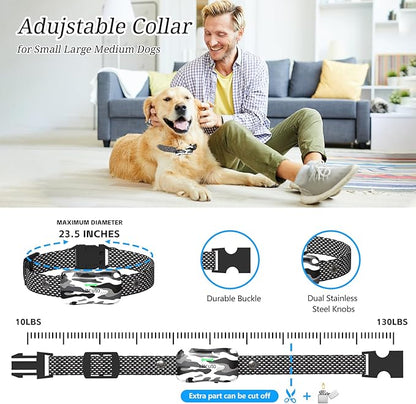 Wireless Dog Fence & Ultrasonic Training Collar -1160-Yard Adjustable Boundary for Outdoor, 6100FT Remote, 4 Modes (Beep/Vibration/Static/Ultrasonic), IPX7 Waterproof, 185-Day Standby, Grey