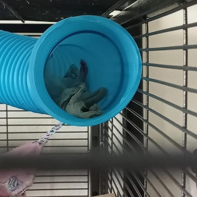 Plastic Hamster Fun Tunnels,Ferrets Foldable Exercising Training Tunnels Hamsters Hideout Tube 15 Pcs Small Animal Chew Toys for Guinea Pigs, Chinchillas, Rats, Gerbils (Blue)