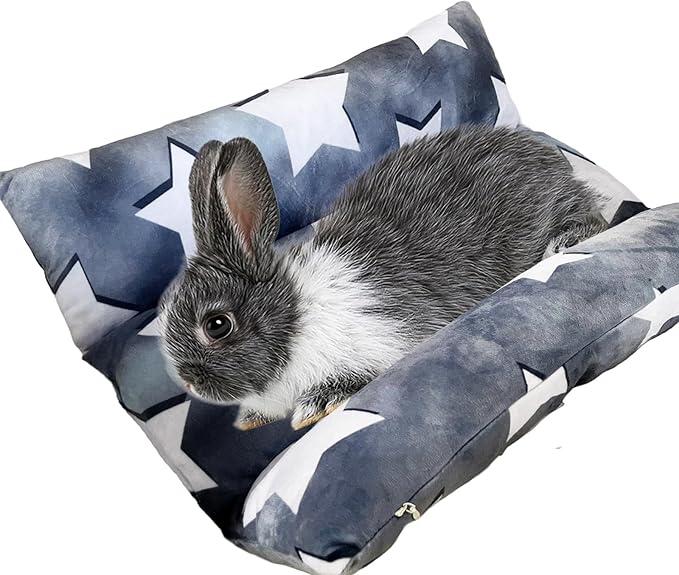 11.8 X 14.2in Removable and Washable Soft Rabbit Bed, Thickened and Softer Bunny Bed, Double-Sided Plush Rabbit Beds,Rabbits Concave Bed,Small Beds for Animals Indoor,Small Gray