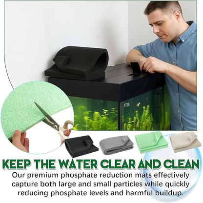 Treela 4 Pcs 18 x 10 Inch Aquarium Filter Pads Ammonia Phosphate Nitrite Remover Reducer Filter Pads Cut-to-fit for Aquariums & Ponds Fish Tank Accessories (Green,Gray,Khaki,Black)