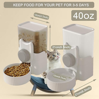 Rabbit Feeder for Cage,Hanging Automatic Cat Feeder and Water Dispenser,Ferret Cage Accessories,Food Water Bowl for Cats Rabbit Guinea Pig Cages(Cage Grid Spacing Over 1.2'')
