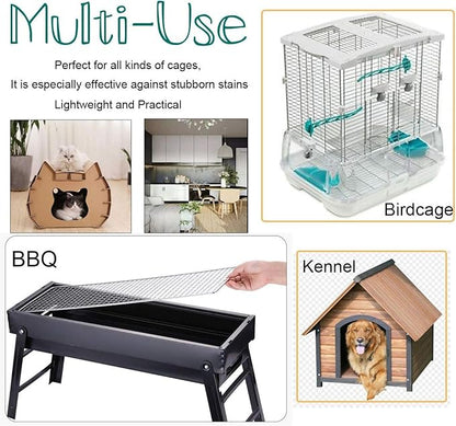 QBLEEV Bird Cage Cleaner, Bird Cage Cleaning Brushes, Multi-Function Stainless Steel Triangle Bird Cage Brush Set, Birdcage Cleaner Poop Off Scrub Brush Kit for Cleaning Bird Cage Perch Kennel