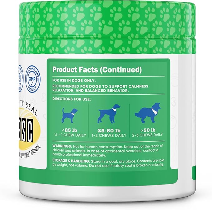 Nutricost Pets Calming Support Soft Chews for Dogs (Beef Flavored) 60 Soft Chews - Helps Manage Occasional Stress & Tension, NASC Certified