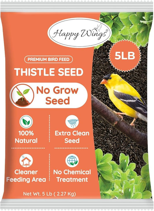 Nyjer/Thistle Seeds Wild Bird Food - 5 Pounds I No Grow Seed I Bird Seed for Wild Birds