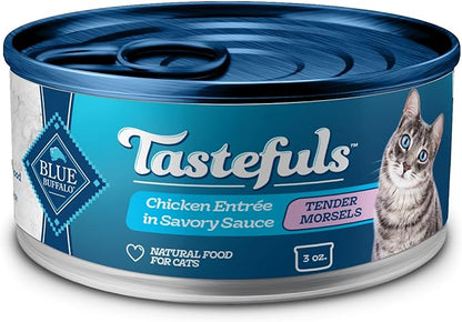 Blue Buffalo Tastefuls Natural Tender Morsels Wet Cat Food, Chicken Entrée 3-oz cans (Pack of 24)