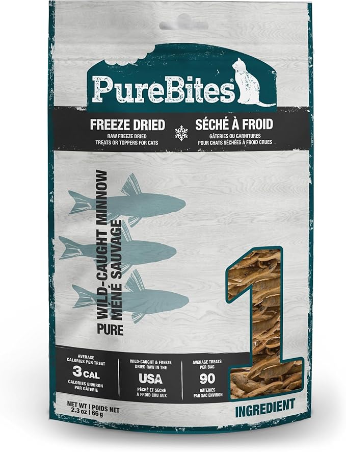 PureBites Freeze Dried Minnow Cat Treats 66g | 1 Ingredient | Made in USA