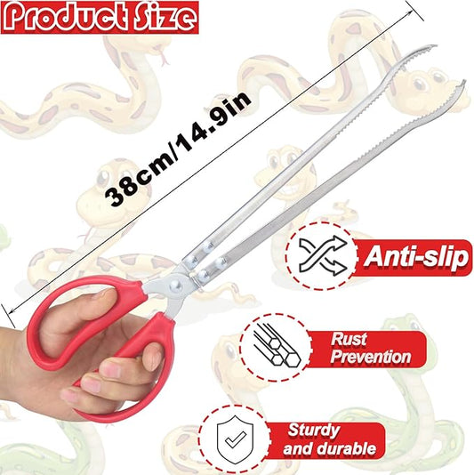 15 Inch Reptile Feeding Tongs, Extra Long Large Snake Feeding Tweezers, Curved or Straight Design Heavy Duty Stainless Steel Feeding Tongs for Ball Python Accessories Aquascape Maintenance