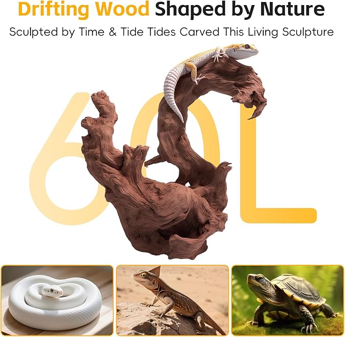 EFFIELER Natural Driftwood for Aquarium Decor – Real Wood Branches Fish Tank, Reptile Habitat, Terrarium, Hermit Crab,Aquatic Pets – Unique Size (14-17 Inch,1-Pack)