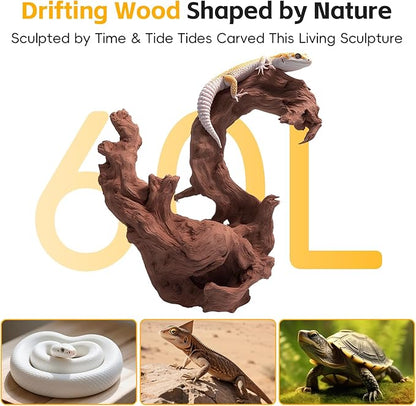 EFFIELER Natural Driftwood for Aquarium Decor – Real Wood Branches for Fish Tank, Reptile Habitat, Terrarium, Hermit Crab, Shrimp Tank,Safe for Aquatic Pets – Unique Size (7-11Inch, 3-Pack)