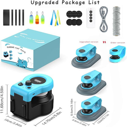 AsFrost Upgraded Interactive Cat Toy for Indoor Cats, Auto/Manual Control DIY Cat Feather Mouse Toy Treadmill for Bored Kitten Puppy Play Chase Run Exercise Hunting Mental Stimulation-Sky Blue