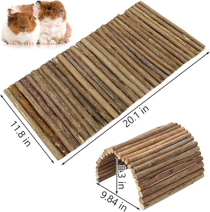 Tfwadmx Wooden Hamster Bridge, Extra Large - 2 Pcs Small Animal Bendy Bridge Tunnel Hut Hideout Ladder Hideaway Climbing Chew Toy for Gerbil Guinea Pig Chinchilla Rabbit Ferret Hedgehog Rat Gerbil