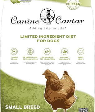 Canine Caviar - Small Breed: Chicken & Whole Ground Oats, Alkaline Dry Dog Food, Limited Ingredients, Gluten-Free, Based on Science & Research, Veterinary Alternative Diet (11 Pound Bag)