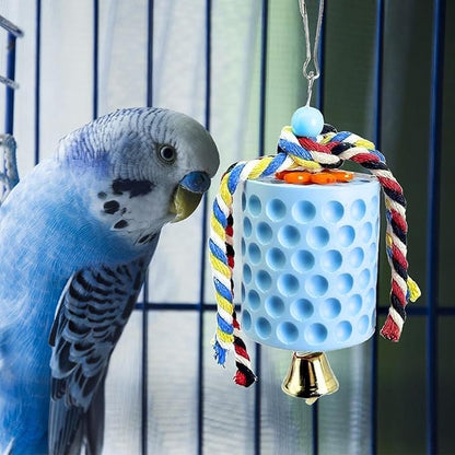 Bird Beak Grinding Stone, KABASI Parrot Chew Toys Calcium Stone with Bells, Chicken Coop Accessories, Cage Toys for Cockatiel Parakeet Budgies Hamster Chinchilla Rabbit African Grey Chick Poultry