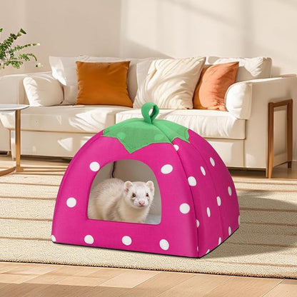 Guinea Pig Hideout for Small Animals(Guinea Pig Bed with Warm Fleece, Washable Pet Cushions, Winter Sleeping Warmth)