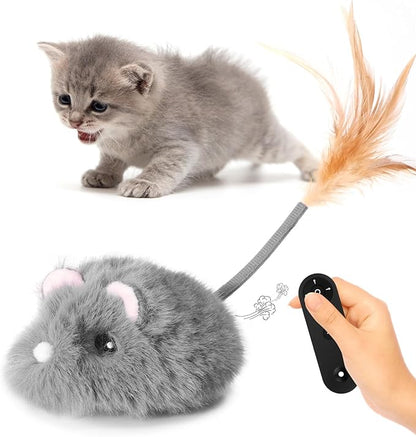 Remote Control Cat Toy Rechargeable Cat Mouse Toy Automatic Interactive Cat Toys for Indoor Cats Toy with 3-Speed Adjustment and 4 Directions