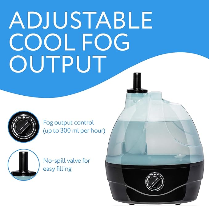 Evergreen Pet Supplies Reptile Humidifier and Fogger for Terrariums and Enclosures - Great for Reptilians and Amphibians - Includes Large Water Tank and Adjustable Fog Output (Holds 2L of Water)