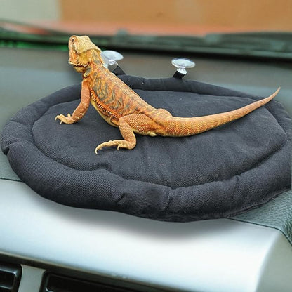 Bearded Dragon Bed with Suction Cup Soft Sleep Cushion Mat Washable for Travel Reptile Tank Pad Small Animal Carrier for Lizard Leopard Gecko Hamster Rat Bunny (Black)