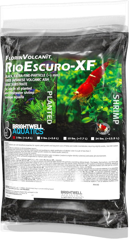 Brightwell Aquatics FlorinVolcanīt Rio Escuro-XF – Volcanic Substrate for Planted Aquariums & Shrimp Tanks – Lowers GH & pH – Supports Root Growth, 2lbs
