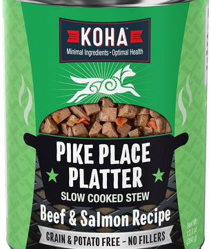 KOHA Pike Place Platter Stew for Dogs with Beef and Salmon, High Protein Wet Dog Food, 12.7oz Cans (Case of 12)
