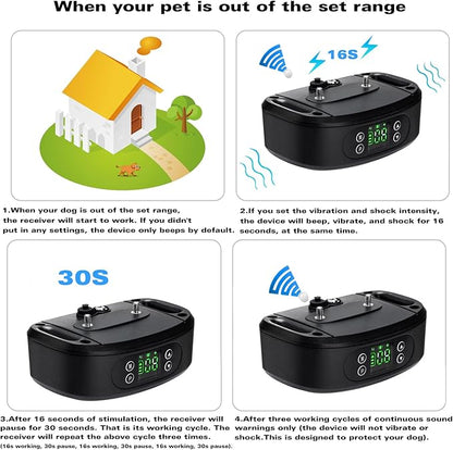 LovePez GPS Wireless Dog Fence,Electric Dog Fence,Adjustable Warning Strength, Rechargeable,Range 98-3281ft,Pet Containment System for Most Dogs