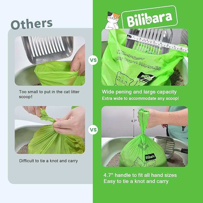 Biodegradable Poop Bags for Cat - 110 Count, Durable Cat Litter Bags for Poop with Handles, Scented Poop Bags for Litter Box, Leakproof Cat Waste Bags
