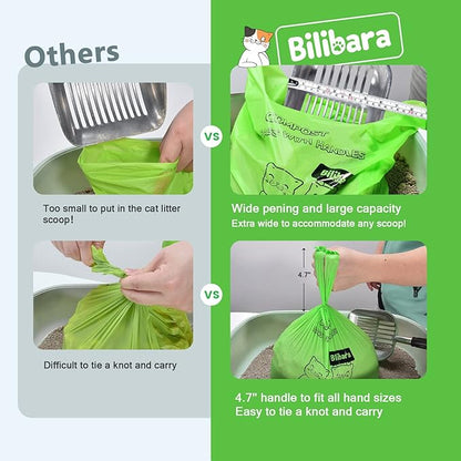 Biodegradable Poop Bags for Cat - 110 Count, Durable Cat Litter Bags for Poop with Handles, Scented Poop Bags for Litter Box, Leakproof Cat Waste Bags