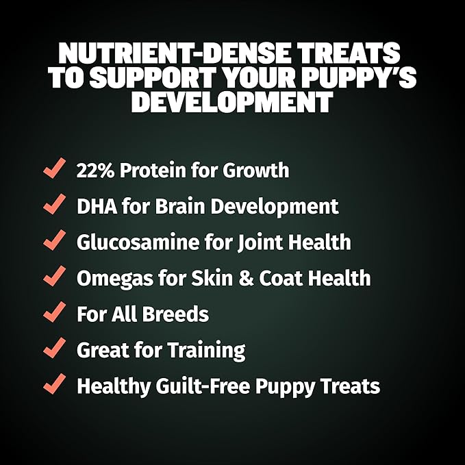 Bully Max Puppy Training Treats - Soft Chews Dog Food Supplements & Vitamins for Brain, Skin & Coat Health - Glucosamine & Chondroitin for Joint Support – Multivitamin Food Topper for Puppies - 1 Bag
