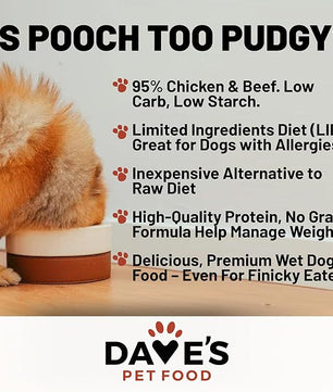 Dave's Pet Food Grain Free Wet Dog Food (95% Chicken & Beef), Made in USA, Limited Ingredients, Added Vitamins & Minerals, 12.5 oz Cans (12 Pack)